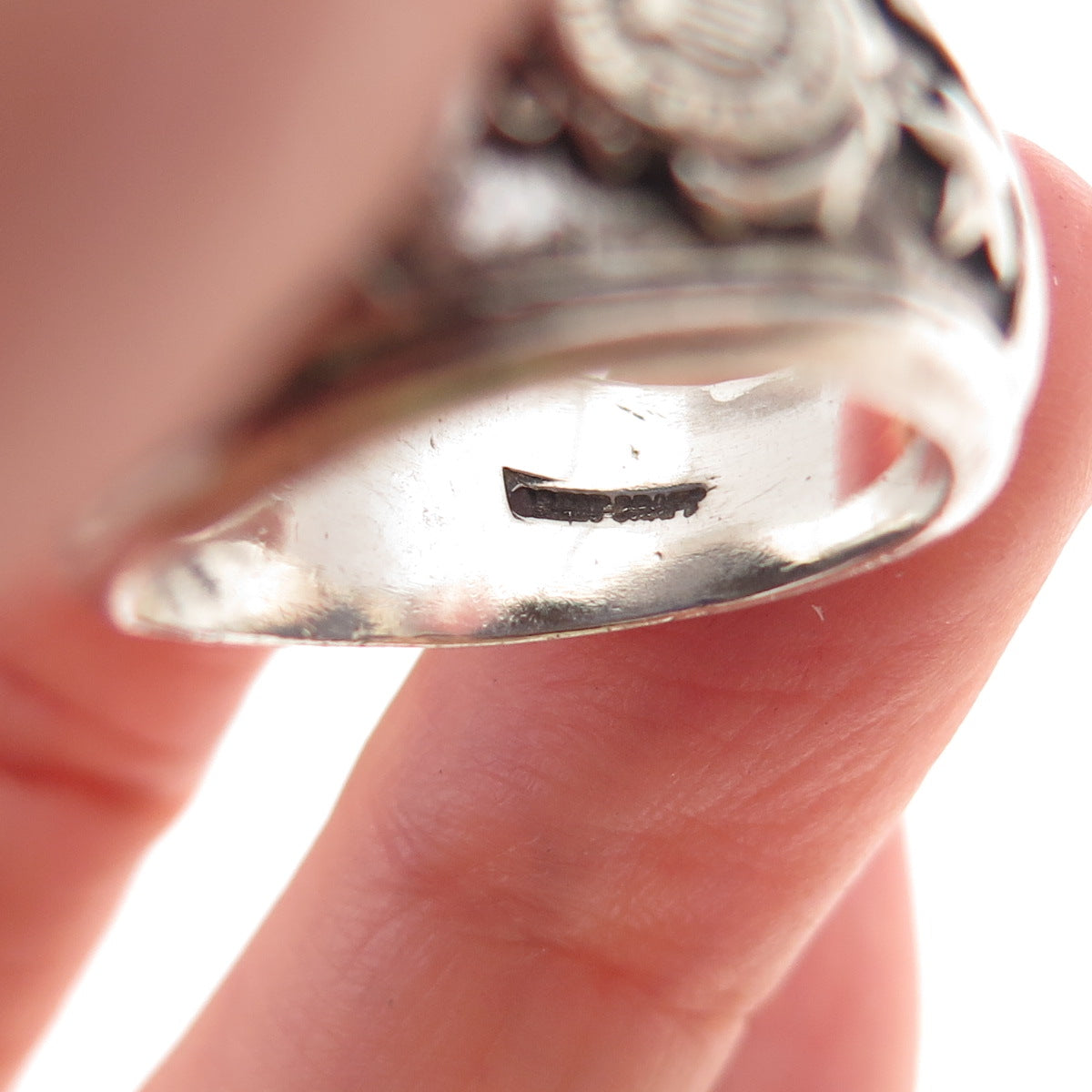 Crest Craft Sterling Vintage Lab-Created Sapphire US Coast Guard Ring Size 7.5