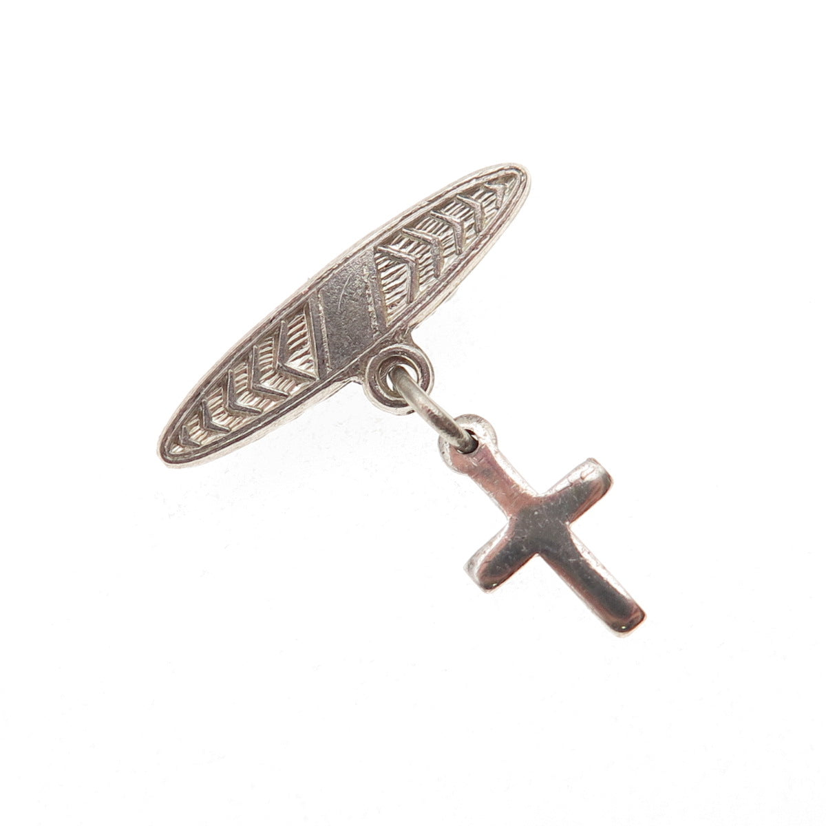Creed 925 Sterling Silver Antique WWII US Army Cross Religious Pin Brooch