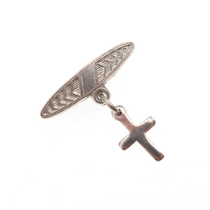 Creed 925 Sterling Silver Antique WWII US Army Cross Religious Pin Brooch