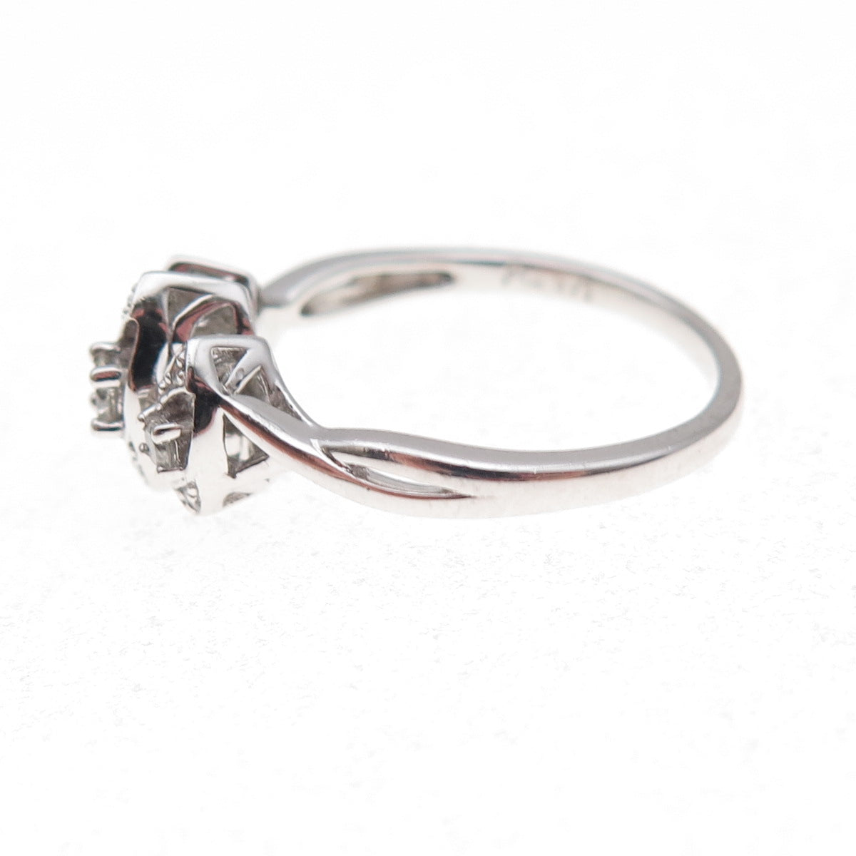 Sai 925 Sterling Silver Real Round-Cut Diamond Ring Size 7