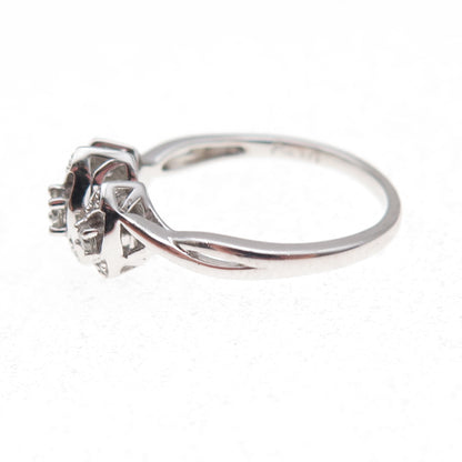 Sai 925 Sterling Silver Real Round-Cut Diamond Ring Size 7