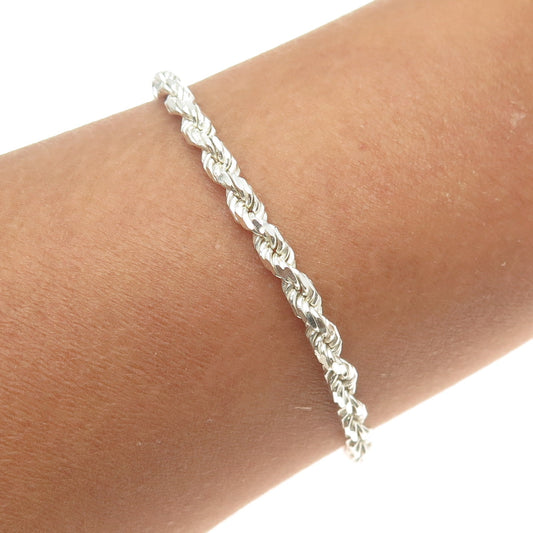 925 Sterling Silver Italy Twisted Rope Link Bracelet 7.75"