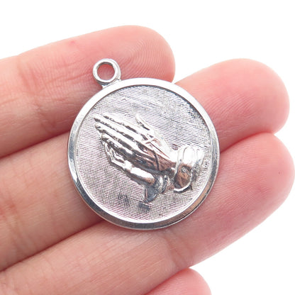 TOWN & COUNTRY 925 Sterling Silver Vintage Prayer Hands Minimalist Charm Pendant
