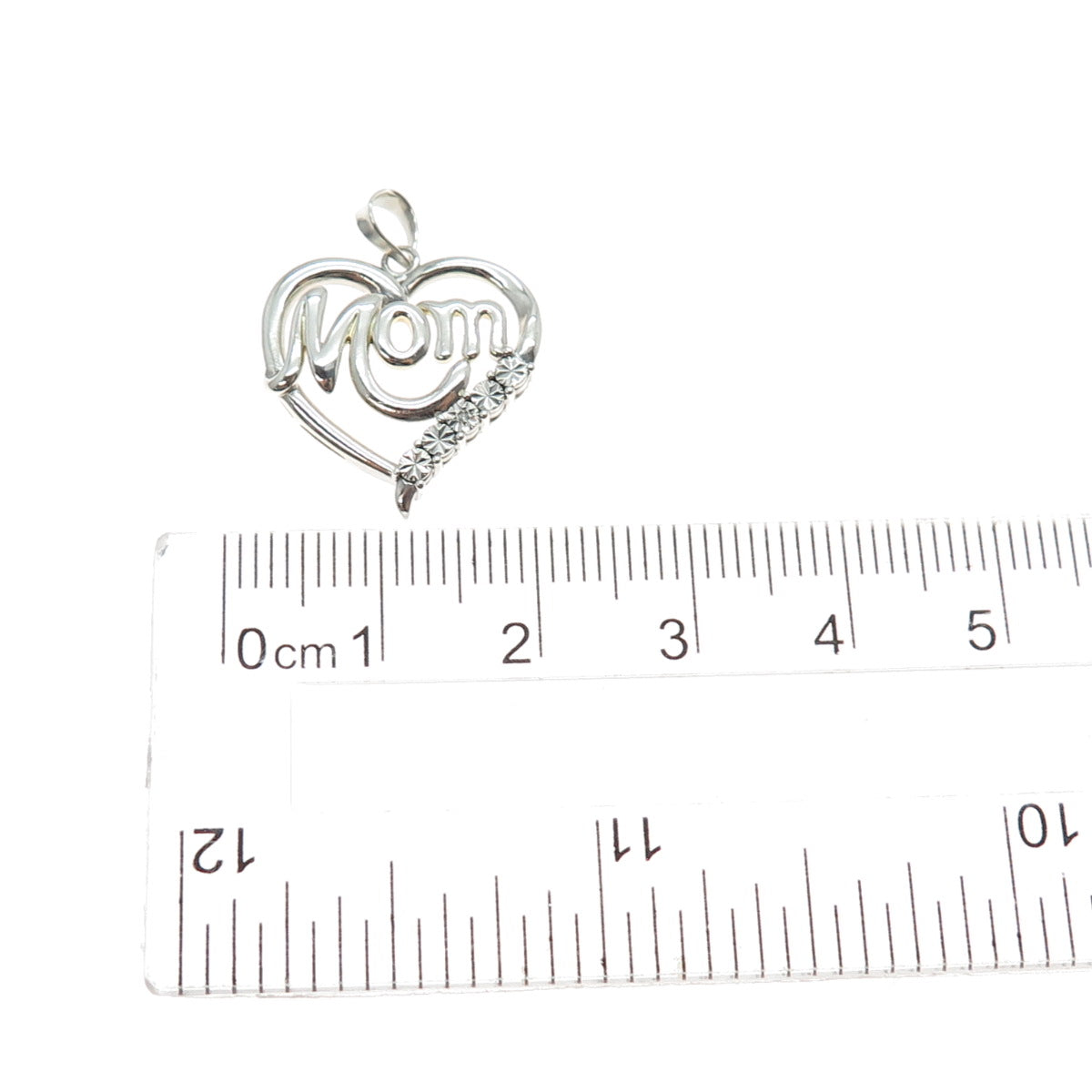 RICHLINE 925 Sterling Silver 2-Tone Real Diamond Mom Heart Mini Charm Pendant