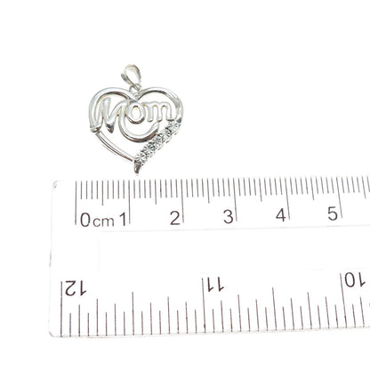 RICHLINE 925 Sterling Silver 2-Tone Real Diamond Mom Heart Mini Charm Pendant