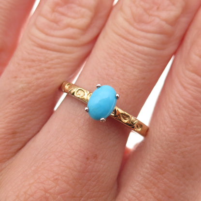 Chuck Clemency 925 Sterling 2-Tone Real Sleeping Beauty Turquoise Ring Size 8.25