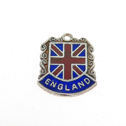 925 Sterling Silver Vintage 1973 Enamel United Kingdom Flag Minimalist Pendant