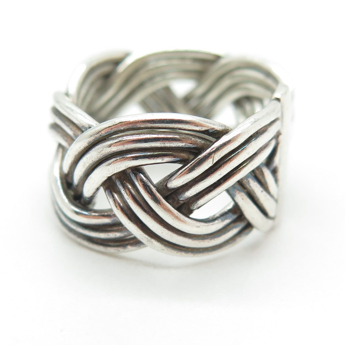 925 Sterling Silver Vintage Braided Oxidized Ring Size 5.75