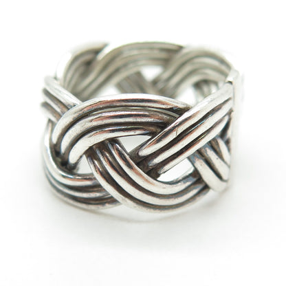 925 Sterling Silver Vintage Braided Oxidized Ring Size 5.75