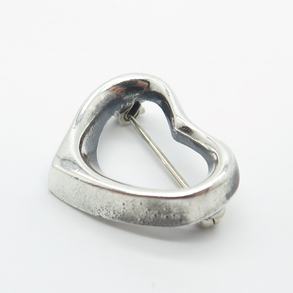 925 Sterling Silver Vintage Mexico Open Heart Pin Brooch