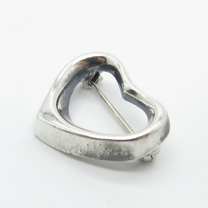 925 Sterling Silver Vintage Mexico Open Heart Pin Brooch
