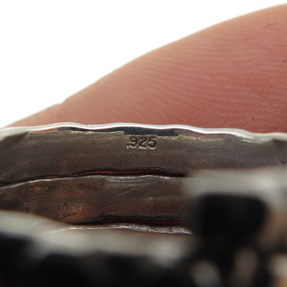925 Sterling Silver Vintage Modernist Dotted Adjustable Wrap Ring Size 8.5