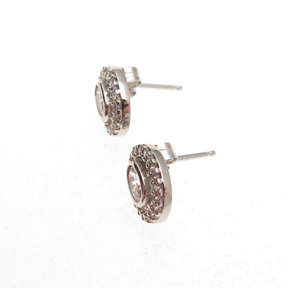 925 Sterling Silver Oval & Round-Cut C Z Stud Earrings