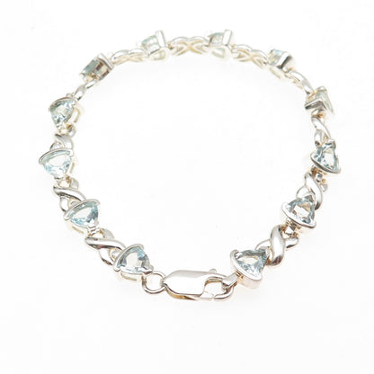 Chuck Clemency Sterling Silver Vintage Real Blue Topaz Infinity Bracelet 7.25"