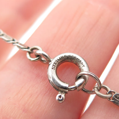 925 Sterling Antique Art Deco Germany Real Carnelian & Marcasite Necklace 16"