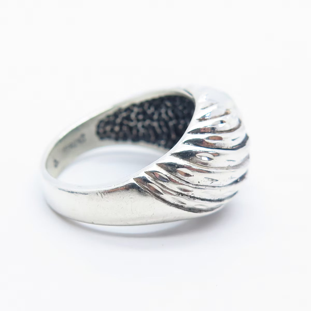 925 Sterling Silver Vintage Ribbed Ring Size 6