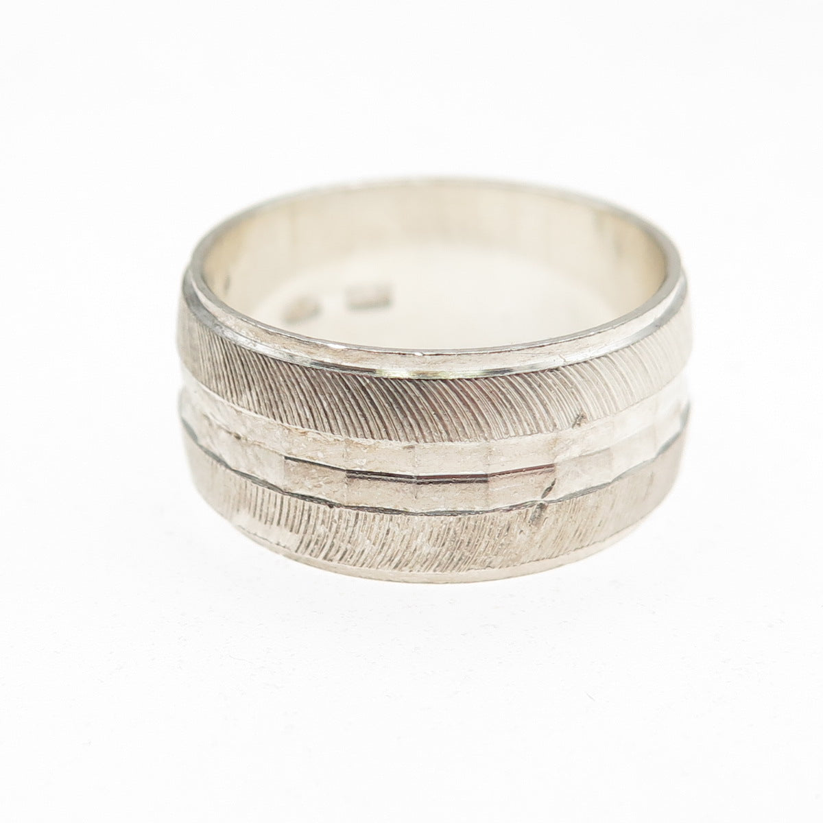 925 Sterling Silver Vintage Italy Textured Band Ring Size 8