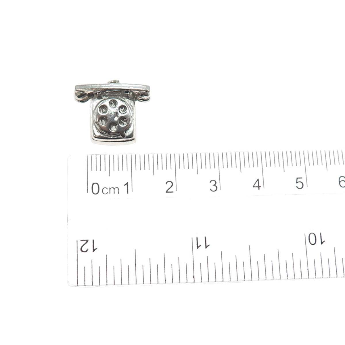 M&M MARK MERCY 925 Sterling Vintage Retro Rotary Phone Movable Mini 3D Pendant