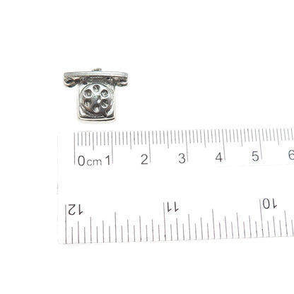 M&M MARK MERCY 925 Sterling Vintage Retro Rotary Phone Movable Mini 3D Pendant