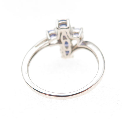 Chuck Clemency 925 Sterling Silver Real Round-Cut Tanzanite Cross Ring Size 8