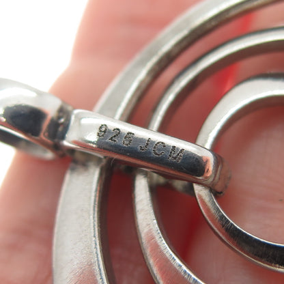 JCM JACMEL MAURITIUS 925 Sterling Silver Vintage Modernist Circle Pendant