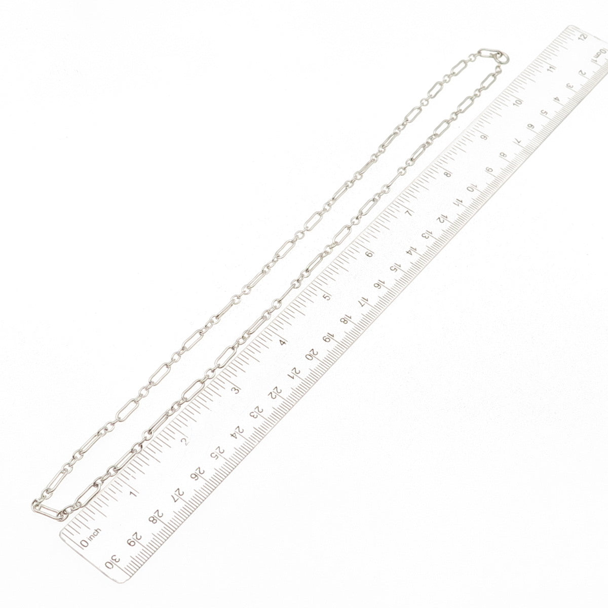 925 Sterling Silver Vintage Paperclip Figaro Chain Necklace 22"