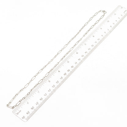 925 Sterling Silver Vintage Paperclip Figaro Chain Necklace 22"