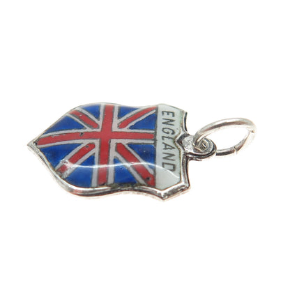 SUVENJO 800 Silver Vintage Enamel England Flag Minimalist Charm Pendant