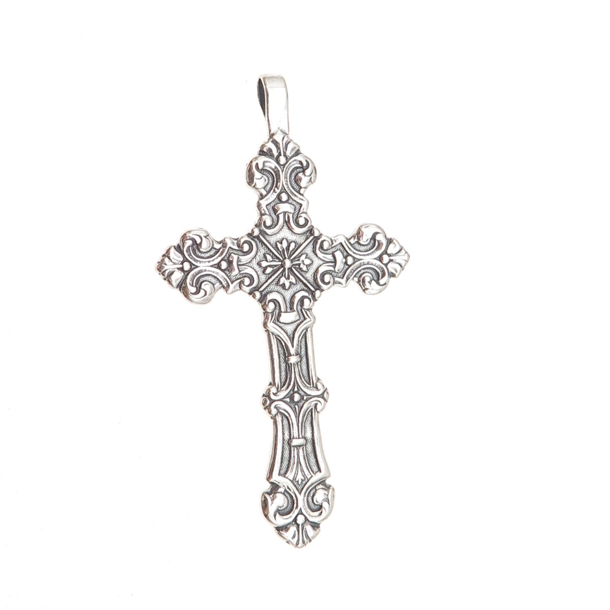 Shube 925 Sterling Silver Vintage Cross Religious Oxidized Charm Pendant