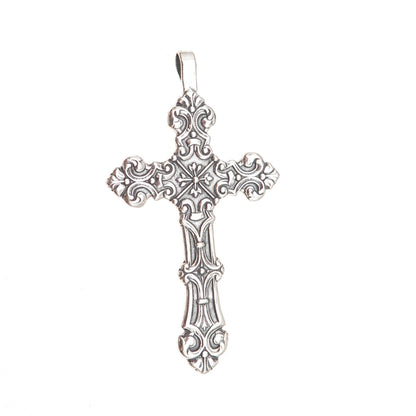 Shube 925 Sterling Silver Vintage Cross Religious Oxidized Charm Pendant