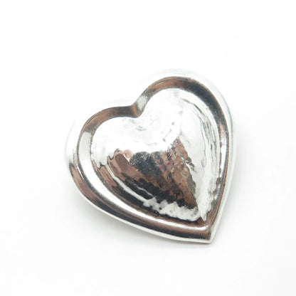 925 Sterling Silver Vintage Mexico Puffy Heart Pin Brooch