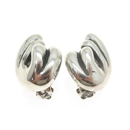 PATRICIA VON MUSULIN 925 Sterling Silver Vintage Modernist Clip On Earrings