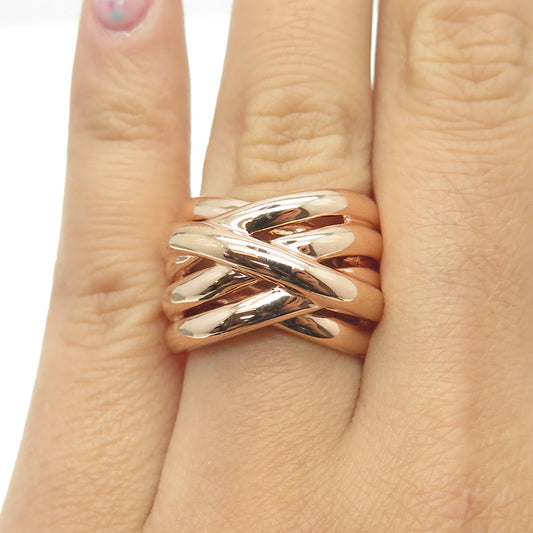 ROSS SIMONS 925 Sterling Silver Rose Gold Plated Interlocked Ring Size 6