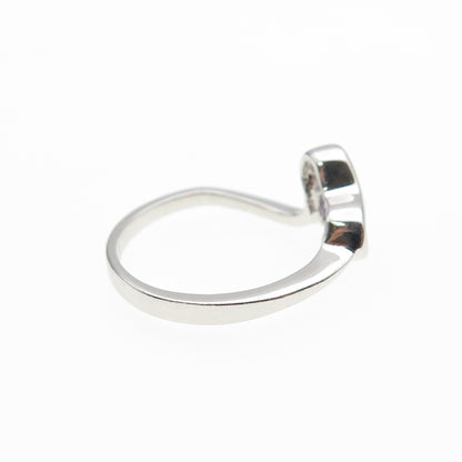 925 Sterling Silver Round-Cut Lavender C Z Heart Ring Size 6.75