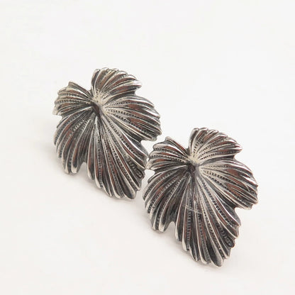925 Sterling Silver Vintage Jewelart Ribbed Screw Back Earrings