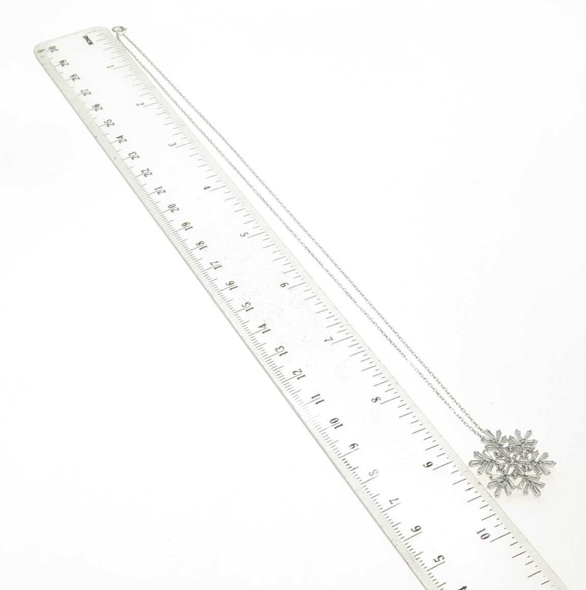 HAN 925 Sterling Silver Multi-C Z Snowflake Cable Chain Necklace 18"