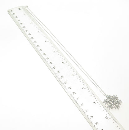 HAN 925 Sterling Silver Multi-C Z Snowflake Cable Chain Necklace 18"