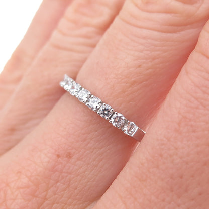925 Sterling Silver Round-Cut C Z Half Eternity Band Ring Size 6.5