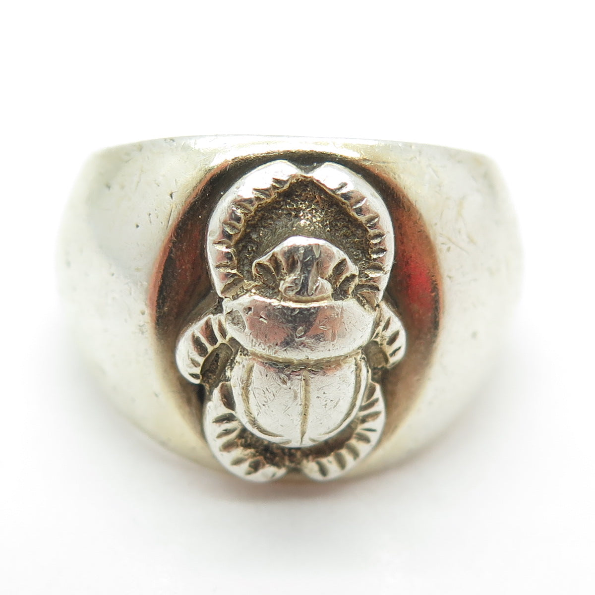 HANS HANSEN 925S Sterling Gold Filled Vintage Denmark Scarab Ring Size 8.25 #44