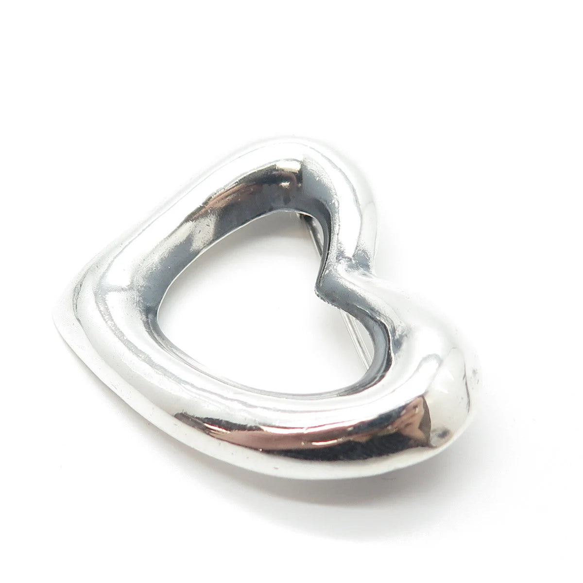 925 Sterling Silver Vintage Open Heart Pin Brooch