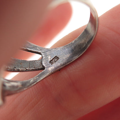 925 Sterling Silver Vintage Modernist Oxidized Ring Size 6.75