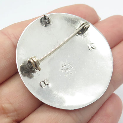 925 Sterling Silver Vintage Mexico A. Garcia Fish Round Pin Brooch