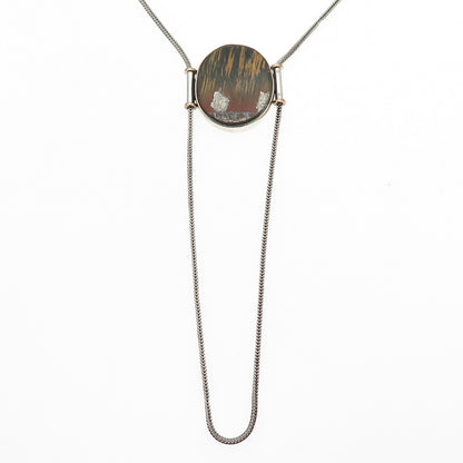 Gorlitzer Schmuckwaren Sterling Silver Gold Vintage Tiger Eye Iron Necklace 32"
