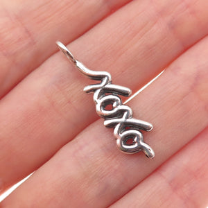 925 Sterling Silver Vintage XOXO Hugs & Kisses Oxidized Charm Pendant