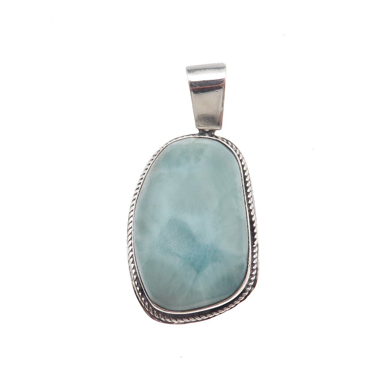 925 Sterling Silver Vintage Real Larimar Oxidized Pendant