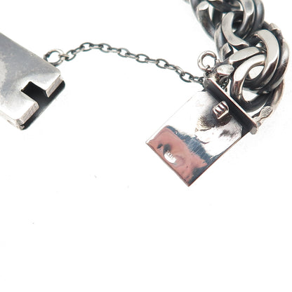 Gonzalez 925 Sterling Silver Vintage Mexico Bismark Link Oxidized Bracelet 7"