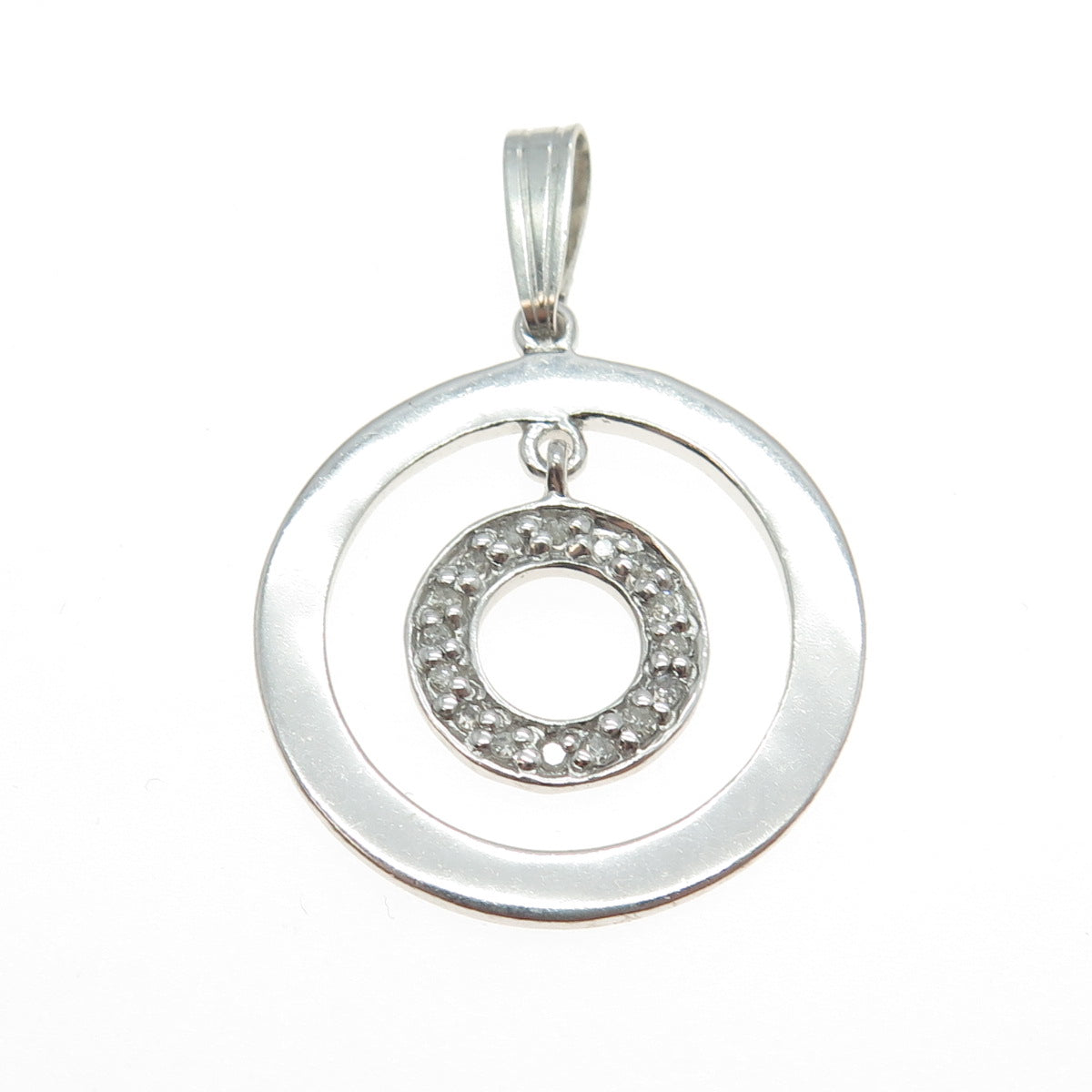 CLYDE DUNEIER 925 Sterling Silver Real Round-Cut Diamond Circle of Life Pendant