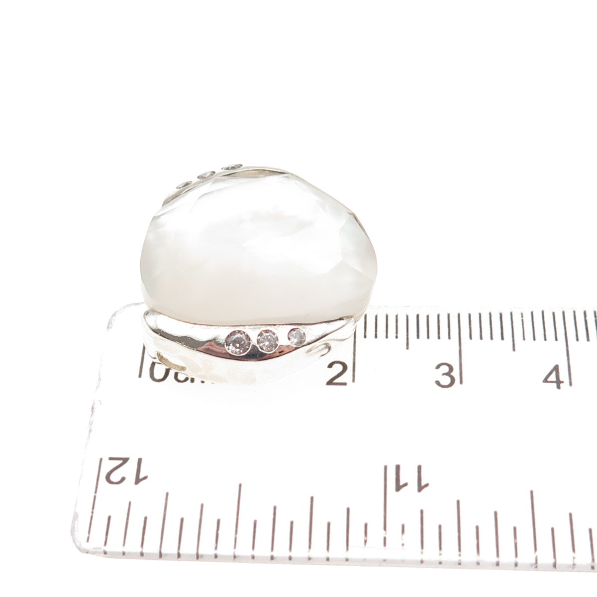 SILPADA 925 Sterling Silver Real Doublet MOP & C Z Modernist Slide Pendant