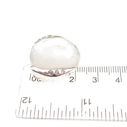 SILPADA 925 Sterling Silver Real Doublet MOP & C Z Modernist Slide Pendant