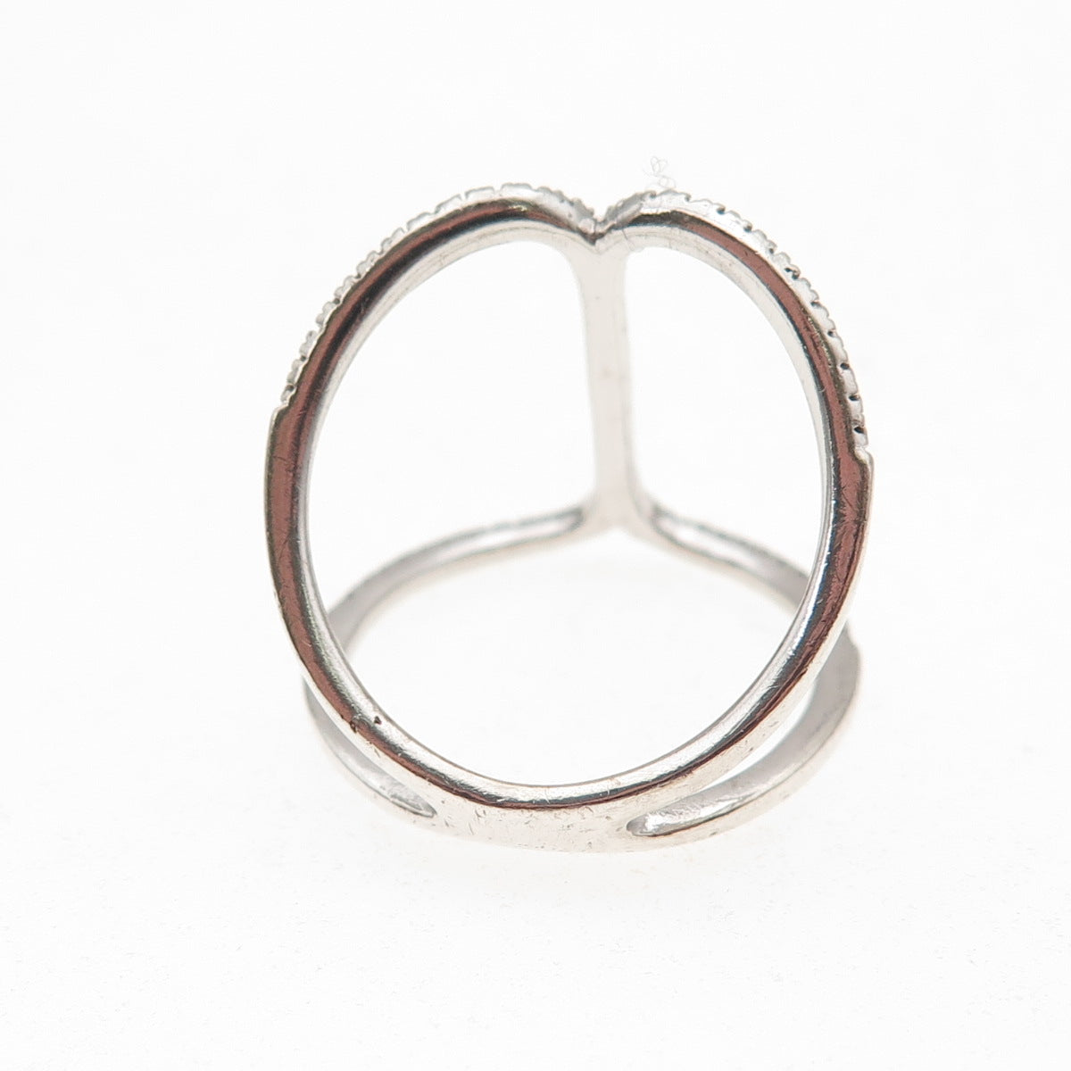 925 Sterling Silver Round-Cut C Z Hug Ring Size 7